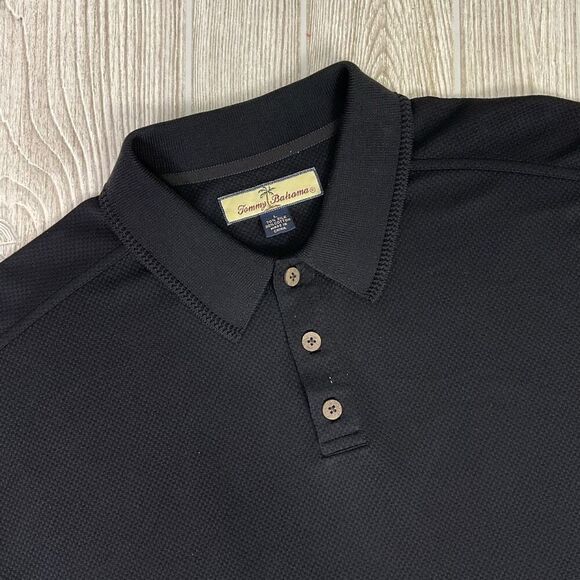 Tommy Bahama Men’s Size Large Silk Black Short Sleeve Polo Shirt - Picture 1 of 8